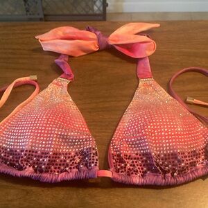 Women's Pink and Purple Rhinestone Bikini Top Dolcessa brand size M